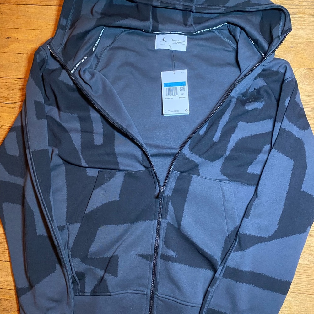 Jordan Black and Gray Zip Up Sweater